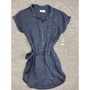 Carly Jean Shirt Dress Womens Medium Button Down Belted Short Sleeve Lyocell
